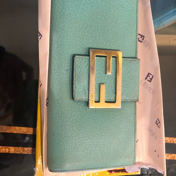 FENDI WALLET VINTAGE TURQUOISE Leather - Picture 2 of 9